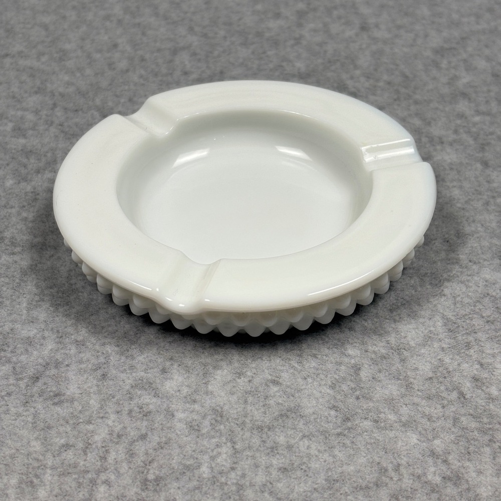 Westmoreland Milk Glass Hobnail Ashtray Vintage White Round 4.5 Inch